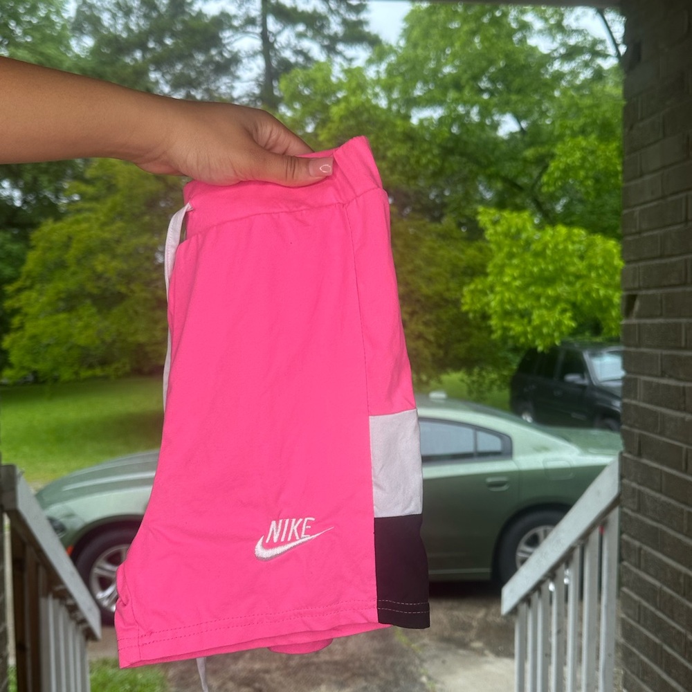 Two Piece Nike Set Pink White/Black Athletic Shorts for Active Wear